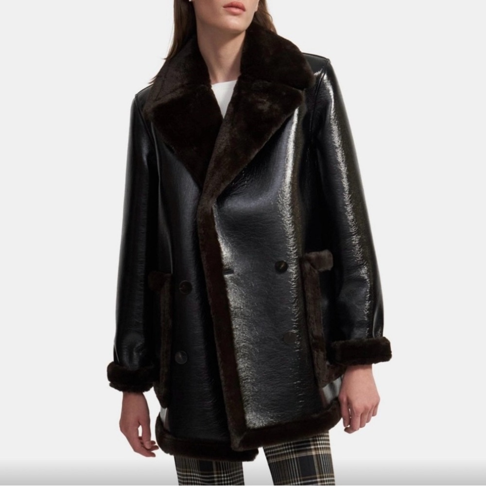 Theory Peacoat in Bonded Faux Shearling